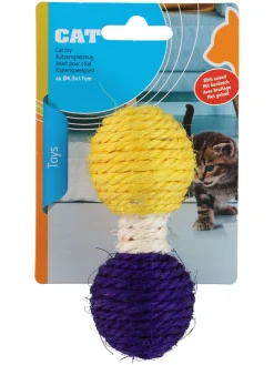 Grzechotka w kolorze niebiesko-żółtym dla kota - dł. 11 cm