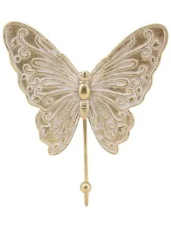 Haczyk ścienny "Butterfly" w kolorze złotym - 13,8 x 15 x 4 cm