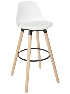 Hocker barowy w kolorze białym - 37 x 91 x 41 cm