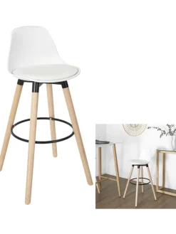 Hocker barowy w kolorze białym - 37 x 91 x 41 cm