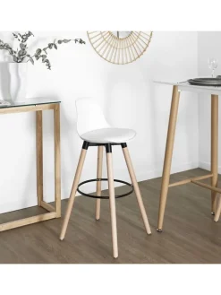 Hocker barowy w kolorze białym - 37 x 91 x 41 cm