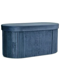 Hocker "Jocelyn" w kolorze granatowym ze schowkiem - 76 x 38 x 38 cm