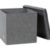 Hocker w kolorze antracytowym ze schowkiem - 38 x 38 x 38 cm