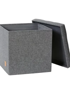 Hocker w kolorze antracytowym ze schowkiem - 38 x 38 x 38 cm