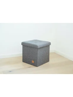 Hocker w kolorze antracytowym ze schowkiem - 38 x 38 x 38 cm