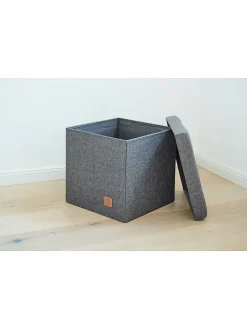 Hocker w kolorze antracytowym ze schowkiem - 38 x 38 x 38 cm