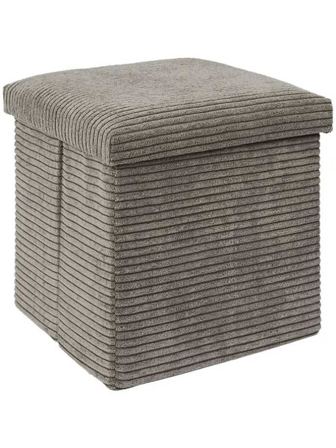 Hocker w kolorze szarobrązowym ze schowkiem - 38 x 38 x 38 cm