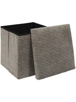Hocker w kolorze szarobrązowym ze schowkiem - 38 x 38 x 38 cm