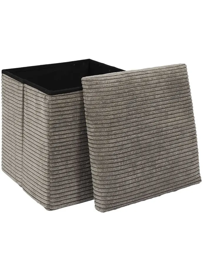 Hocker w kolorze szarobrązowym ze schowkiem - 38 x 38 x 38 cm
