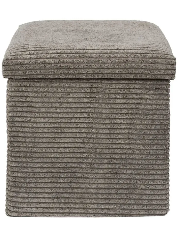Hocker w kolorze szarobrązowym ze schowkiem - 38 x 38 x 38 cm