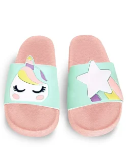 Klapki "Unicorn" w kolorze turkusowo-jasnoróżowym