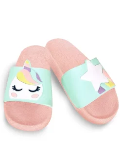 Klapki "Unicorn" w kolorze turkusowo-jasnoróżowym