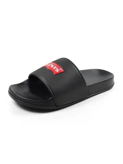 Klapki w kolorze czarno-czerwonym