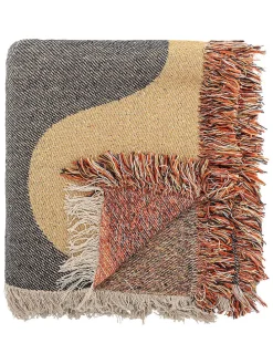 Koc "Arni" w kolorze beżowo-pomarańczowo-czarnym - 160 x 130 cm