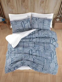 Komplet pościeli "Line Art" w kolorze niebiesko-białym