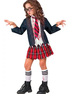 Kostium "Zombie Schoolgirl" w kolorze granatowo-czerwonym