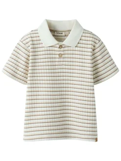 Koszulka polo "Haldur" w kolorze biało-brązowym