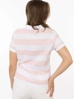 Koszulka polo "Stripes" w kolorze jasnoróżowo-białym