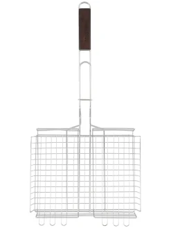 Koszyk grillowy w kolorze srebrnym - 25 x 32 cm