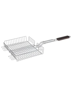Koszyk grillowy w kolorze srebrnym - 25 x 32 cm