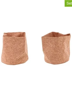 Koszyki (2 szt.) "Odemira" w kolorze jasnobrązowym - wys. 15 x Ø 15 cm