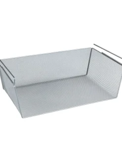 Koszyk w kolorze srebrnym na regał - 49 x 18 x 28 cm