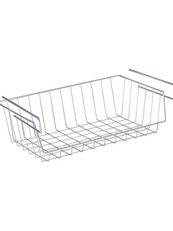 Koszyk w kolorze srebrnym na regał - 44 x 15 x 27 cm
