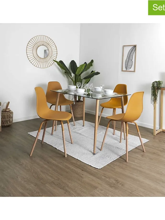 Krzesła (2 szt.) "Scandinave" w kolorze żółtym - 46 x 85 x 56 cm