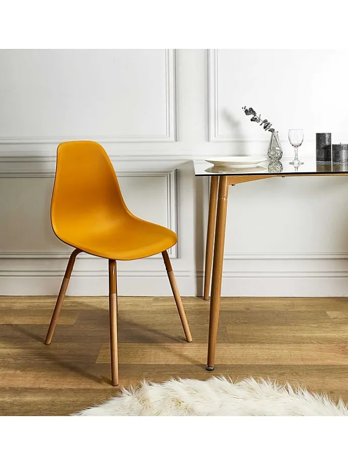 Krzesła (2 szt.) "Scandinave" w kolorze żółtym - 46 x 85 x 56 cm