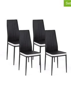 Krzesła (4 szt.) w kolorze czarno-białym do jadalni - 41,5 x 96 x 39 cm