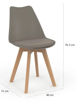 Krzesła (6 szt.) w kolorze szarobrązowym do jadalni - 46 x 79,5 x 51 cm