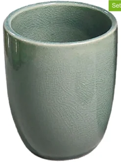 Kubki łazienkowe (2 szt.) "Tidiane" w kolorze zielonym - wys. 10,5 x Ø 8,5 cm