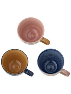 Kubki (3 szt.) "Eviaya" w kolorze niebiesko-beżowo-pomarańczowym - 290 ml