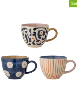 Kubki (3 szt.) "Eviaya" w kolorze niebiesko-beżowo-pomarańczowym - 290 ml