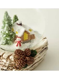 Kula śnieżna w kolorze brązowo-zielonym - wys. 8 x Ø 7 cm