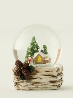 Kula śnieżna w kolorze brązowo-zielonym - wys. 8 x Ø 7 cm