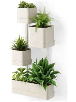 Kwietnik ścienny w kolorze beżowym - 36 x 72 x 18 cm