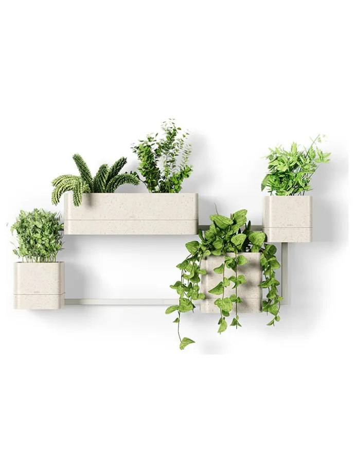 Kwietnik ścienny w kolorze beżowym - 36 x 72 x 18 cm