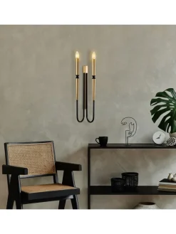 Lampa ścienna w kolorze złoto-czarnym - 18 x 58 cm