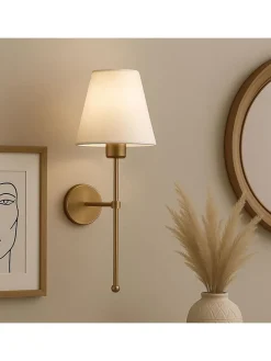 Lampa ścienna w kolorze złoto-kremowym - wys. 50 x Ø 13 cm