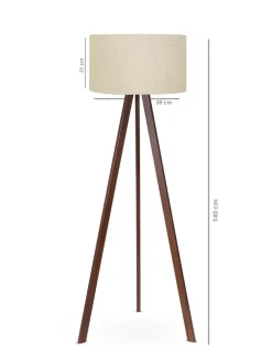 Lampa stojąca w kolorze brązowo-beżowym - wys. 140 x Ø 38 cm