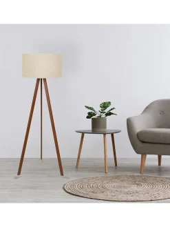 Lampa stojąca w kolorze brązowo-beżowym - wys. 140 x Ø 38 cm