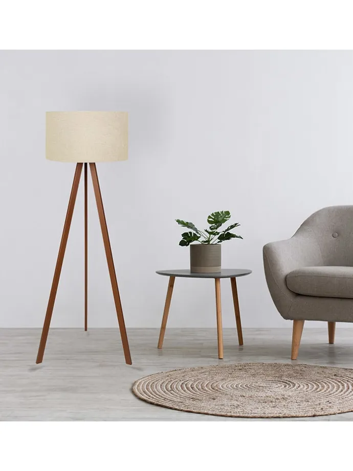 Lampa stojąca w kolorze brązowo-beżowym - wys. 140 x Ø 38 cm