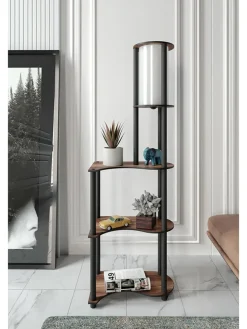 Lampa stojąca w kolorze czarno-brązowym - 50 x 140 x 30 cm