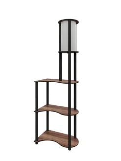Lampa stojąca w kolorze czarno-brązowym - 50 x 140 x 30 cm