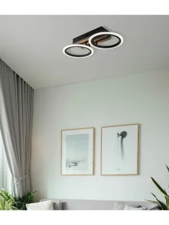 Lampa sufitowa LED w kolorze czarno-brązowym - szer. 44,5 cm