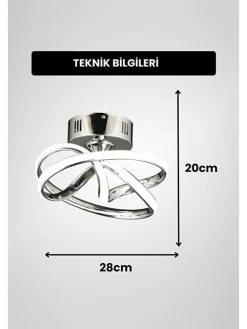 Lampa sufitowa LED w kolorze srebrnym - wys. 20 x Ø 28 cm