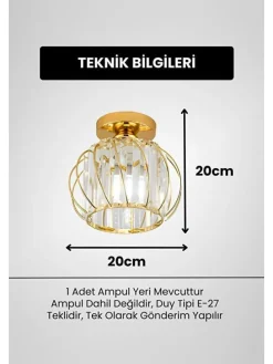 Lampa sufitowa w kolorze złotym - wys. 20 x Ø 20 cm