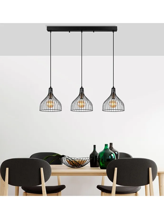 Lampa wisząca "Cafu" w kolorze czarnym - 70 x 121 cm