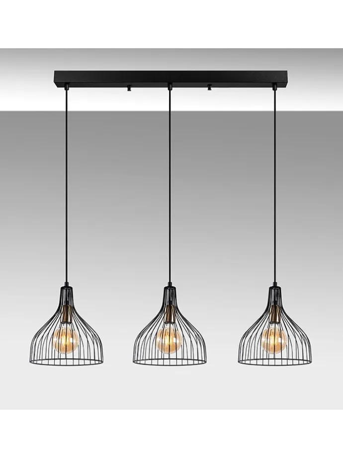 Lampa wisząca "Cafu" w kolorze czarnym - 70 x 121 cm